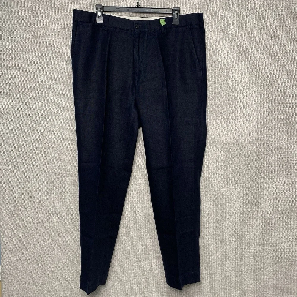 Polo by Ralph Lauren Pants 38x30 (38x29.5) Flat Front Linen Cotton Navy